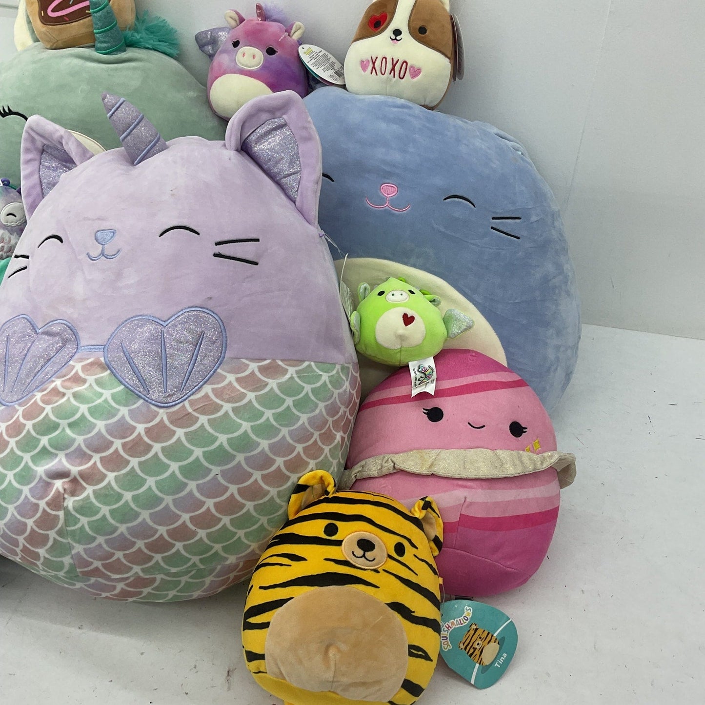 LOT 11 lbs Squishmallow Soft Character Plush Stuffed Toys Preowned Mermaid Cat - Warehouse Toys