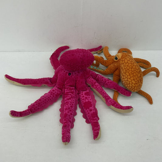 LOT 2 Giant Octopuses Octopus Pink Orange Sugar Loaf Plush Stuffed Toys Sea Life - Warehouse Toys