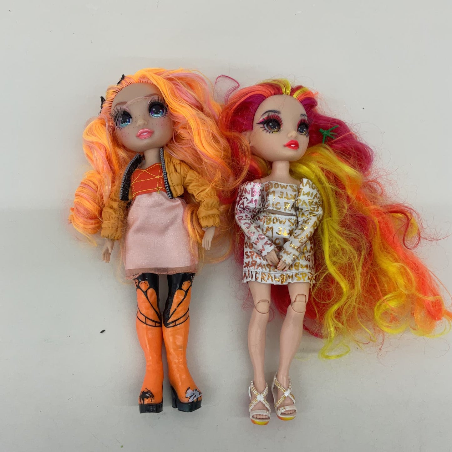 LOT 2 MGA Rainbow High Red Orange Fiery Hair Character Fashion Dolls - Warehouse Toys