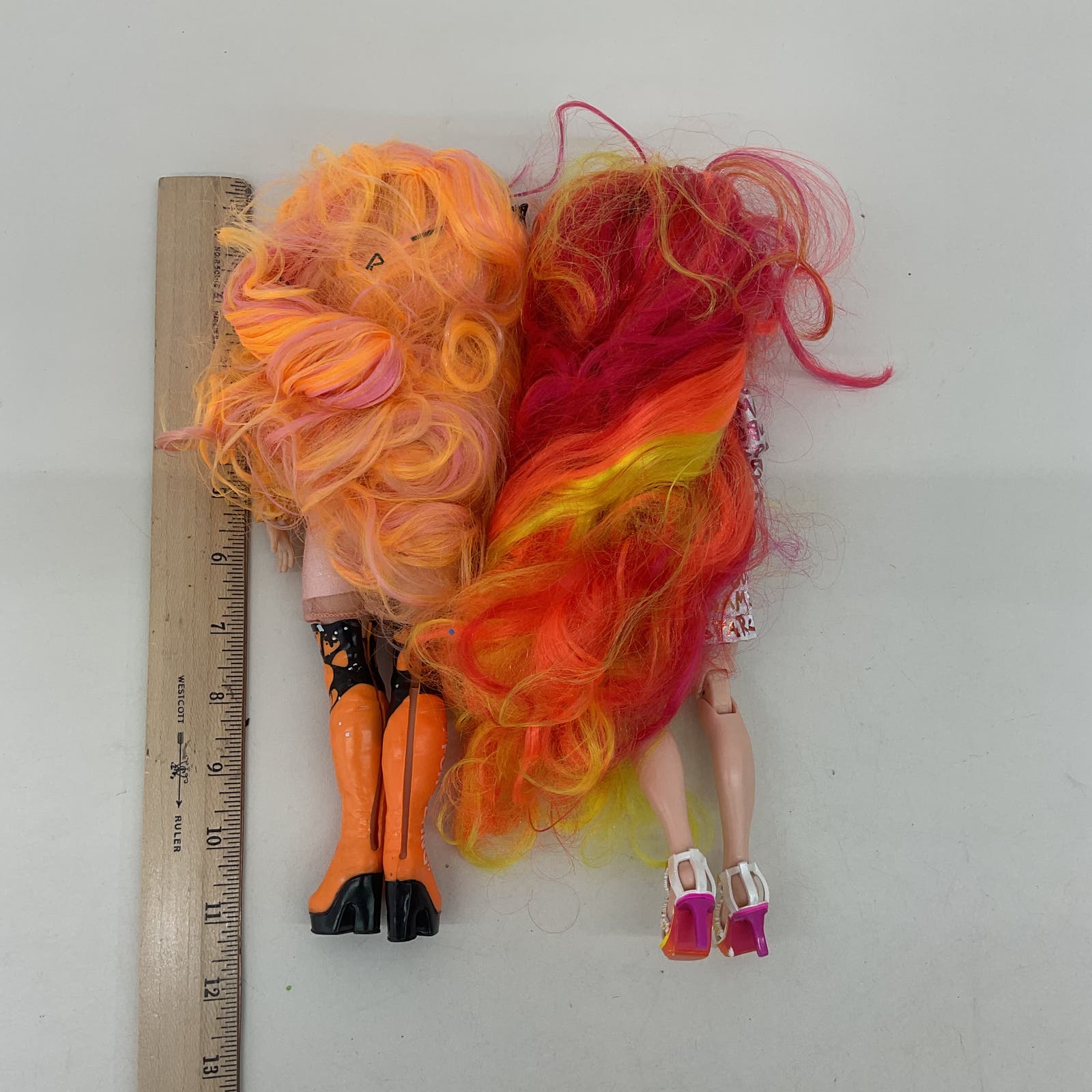 LOT 2 MGA Rainbow High Red Orange Fiery Hair Character Fashion Dolls - Warehouse Toys