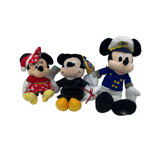 LOT 3 Disney Mickey Minnie Mouse Plush Dolls Stuffed Animals Captain - Warehouse Toys