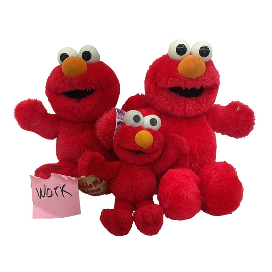 LOT 3 Sesame Street Elmo Plush Dolls Tickle Me Elmo Works Tyco Preowned - Warehouse Toys