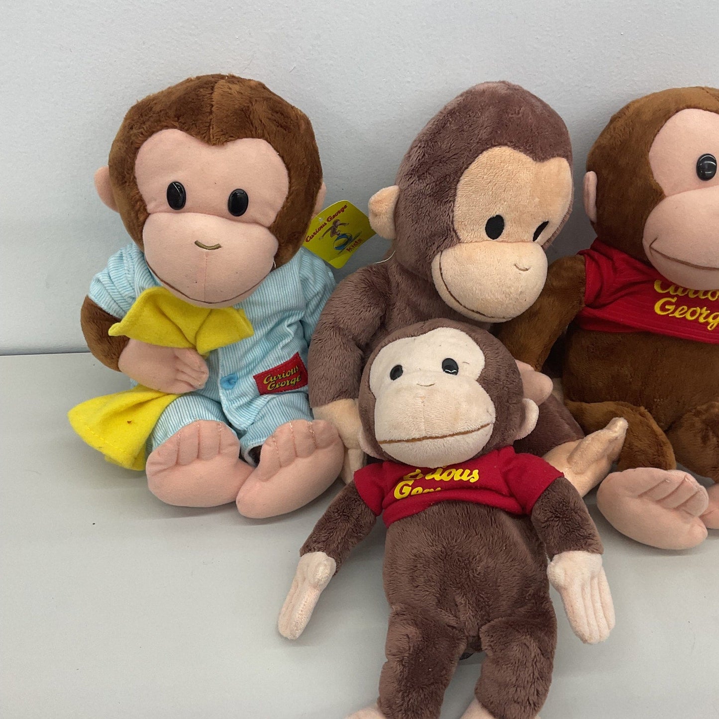 LOT 4 Preowned Curious George Monkey Plush Soft Cuddly Dolls - Warehouse Toys