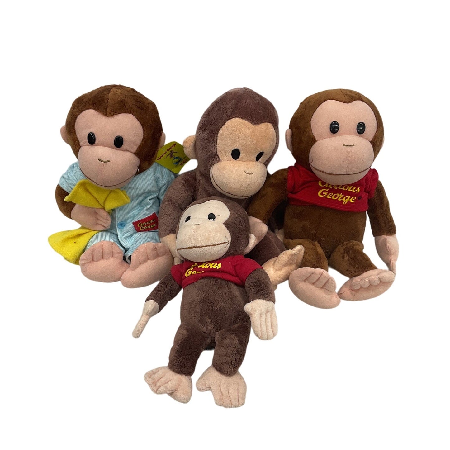 LOT 4 Preowned Curious George Monkey Plush Soft Cuddly Dolls - Warehouse Toys