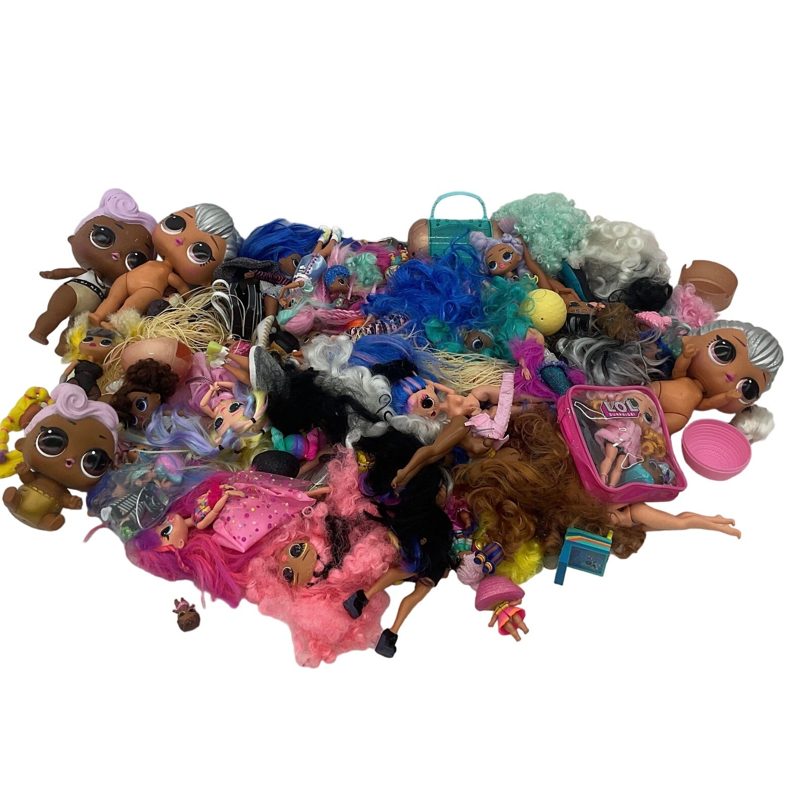 LOT 6 lbs Mixed MGA LOL OMG Surprise Big Lil Sistas Play Fashion Dolls Preowned - Warehouse Toys