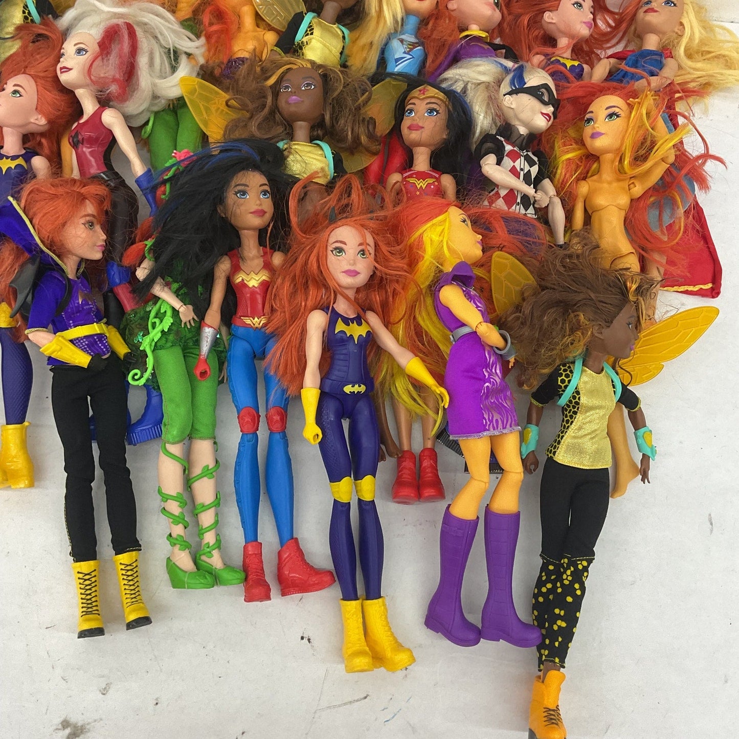 LOT DC Comics Super Hero Villain Play Dolls Harley Quinn Bat Girl Preowned 8 lbs - Warehouse Toys