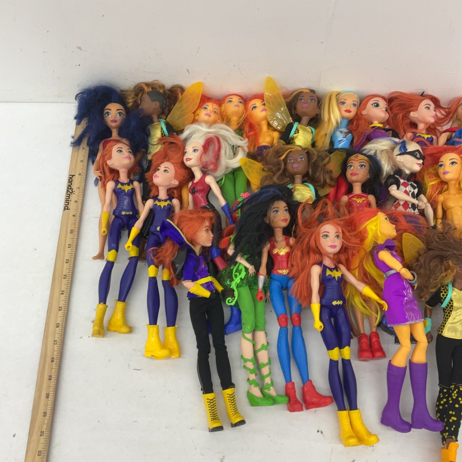 LOT DC Comics Super Hero Villain Play Dolls Harley Quinn Bat Girl Preowned 8 lbs - Warehouse Toys