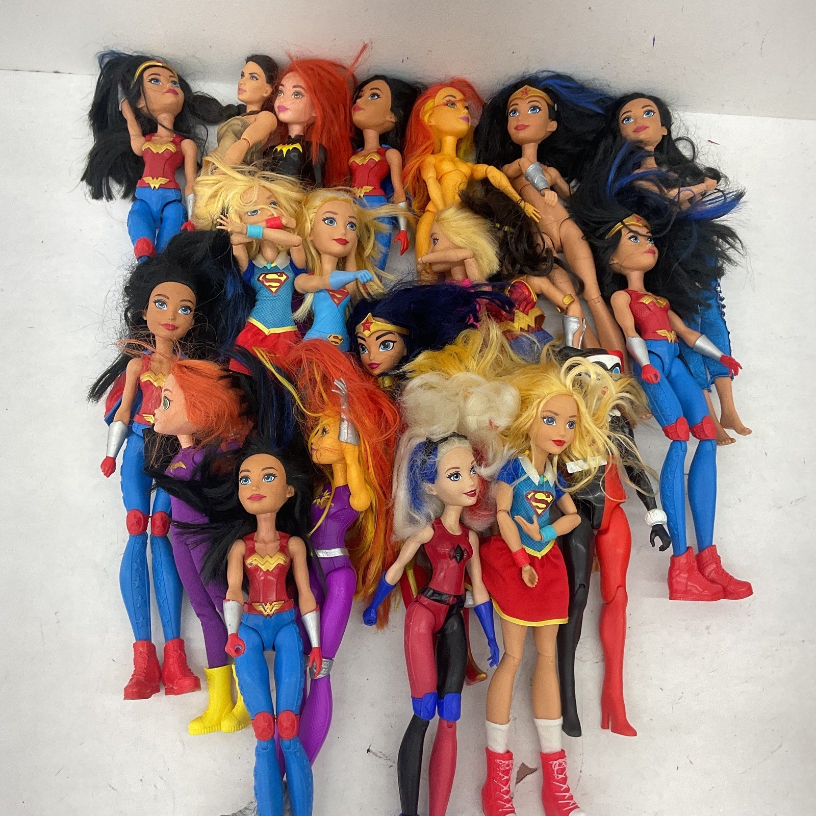 LOT DC Comics Super Hero Villain Play Dolls Wonder Woman Bat Girl Preowned 6 lbs - Warehouse Toys