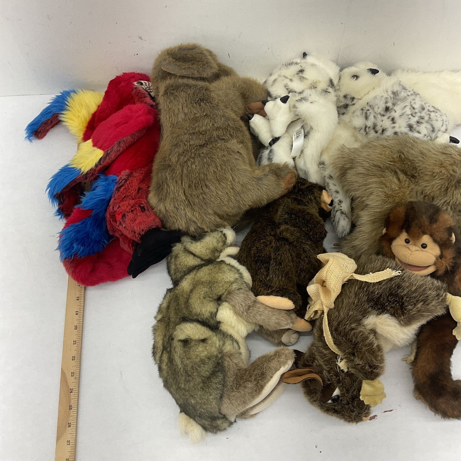 LOT Folkmanis Assorted Animal Plush Animal Hand Puppets Preowned Monkey Parrot - Warehouse Toys