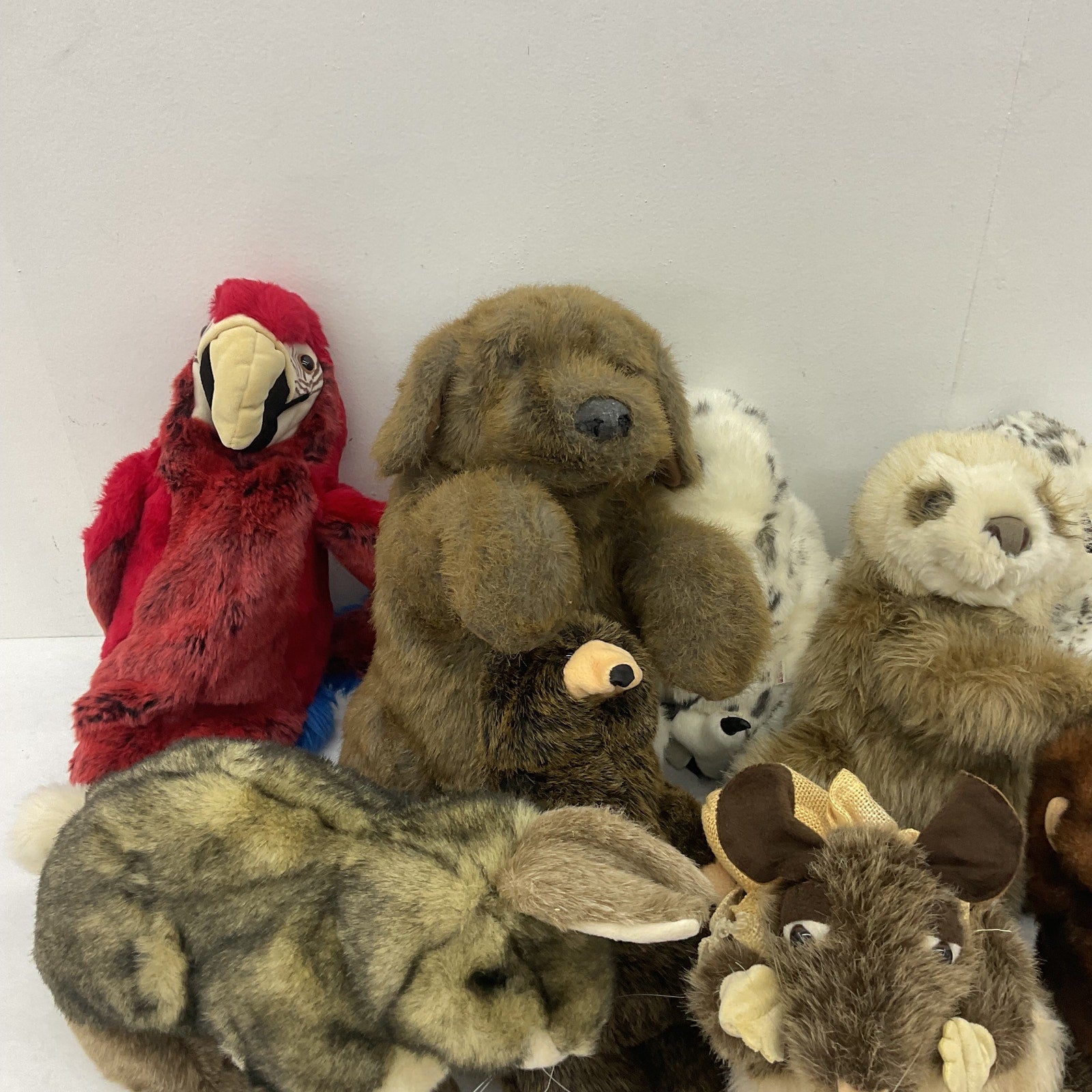 LOT Folkmanis Assorted Animal Plush Animal Hand Puppets Preowned Monkey Parrot - Warehouse Toys