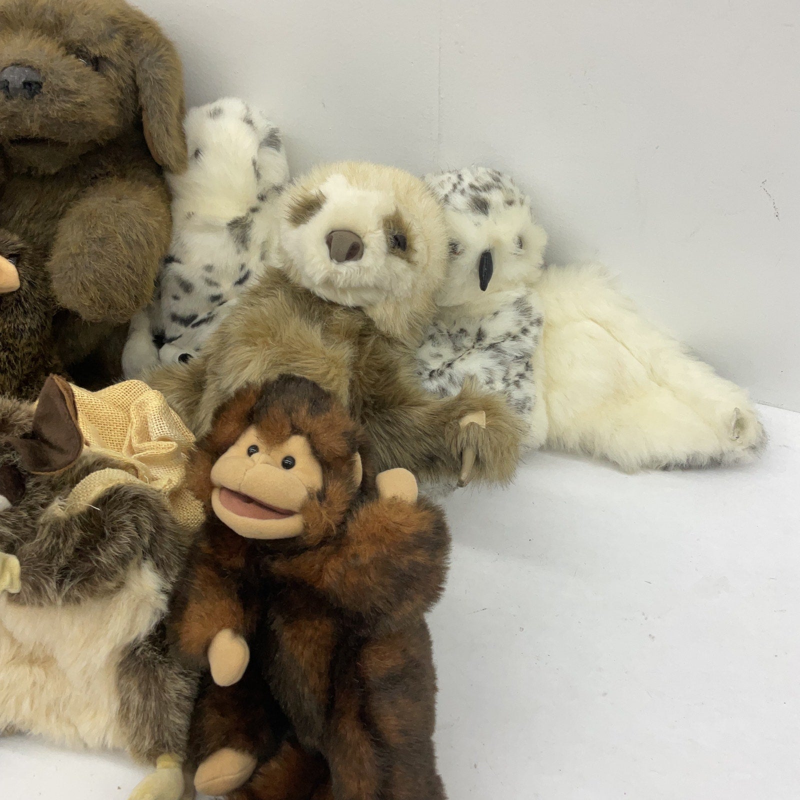 LOT Folkmanis Assorted Animal Plush Animal Hand Puppets Preowned Monkey Parrot - Warehouse Toys