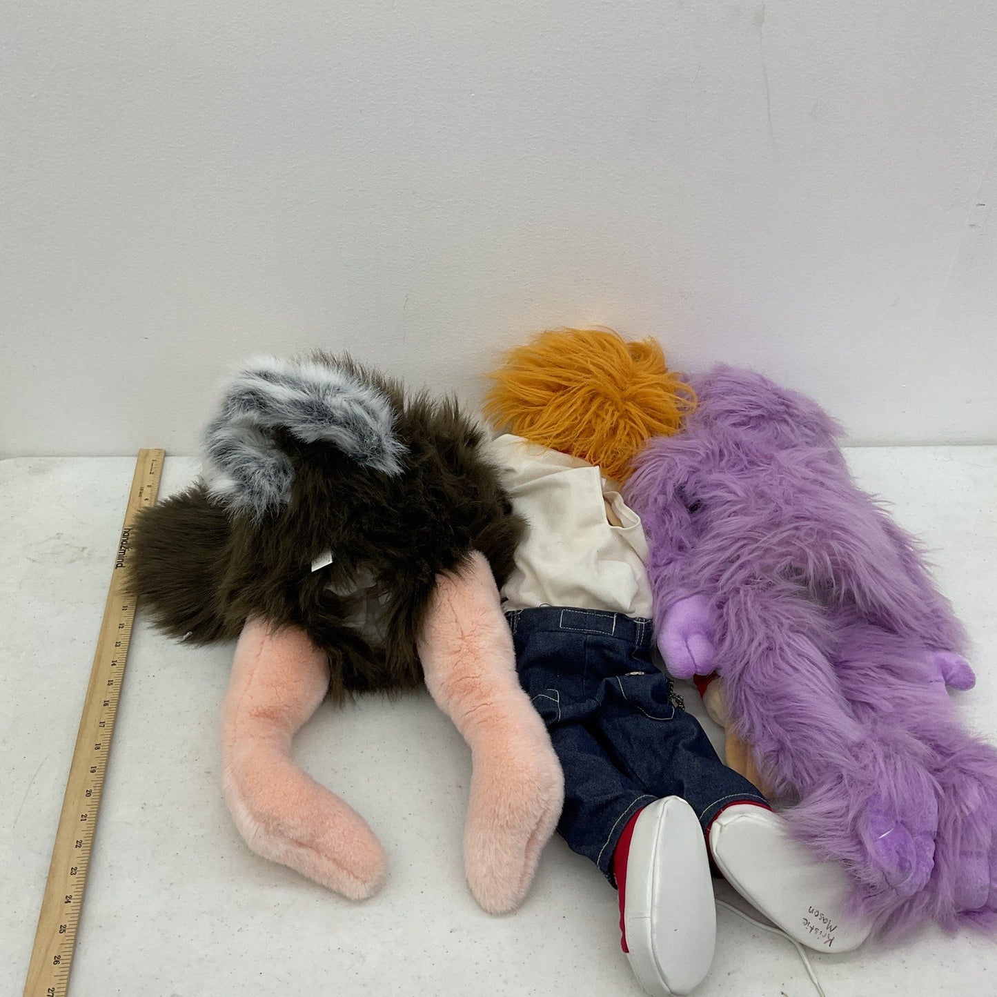 LOT Hand & Rod Plush Puppets Silly Sunny Ostrich Monster Human Full Body Used - Warehouse Toys