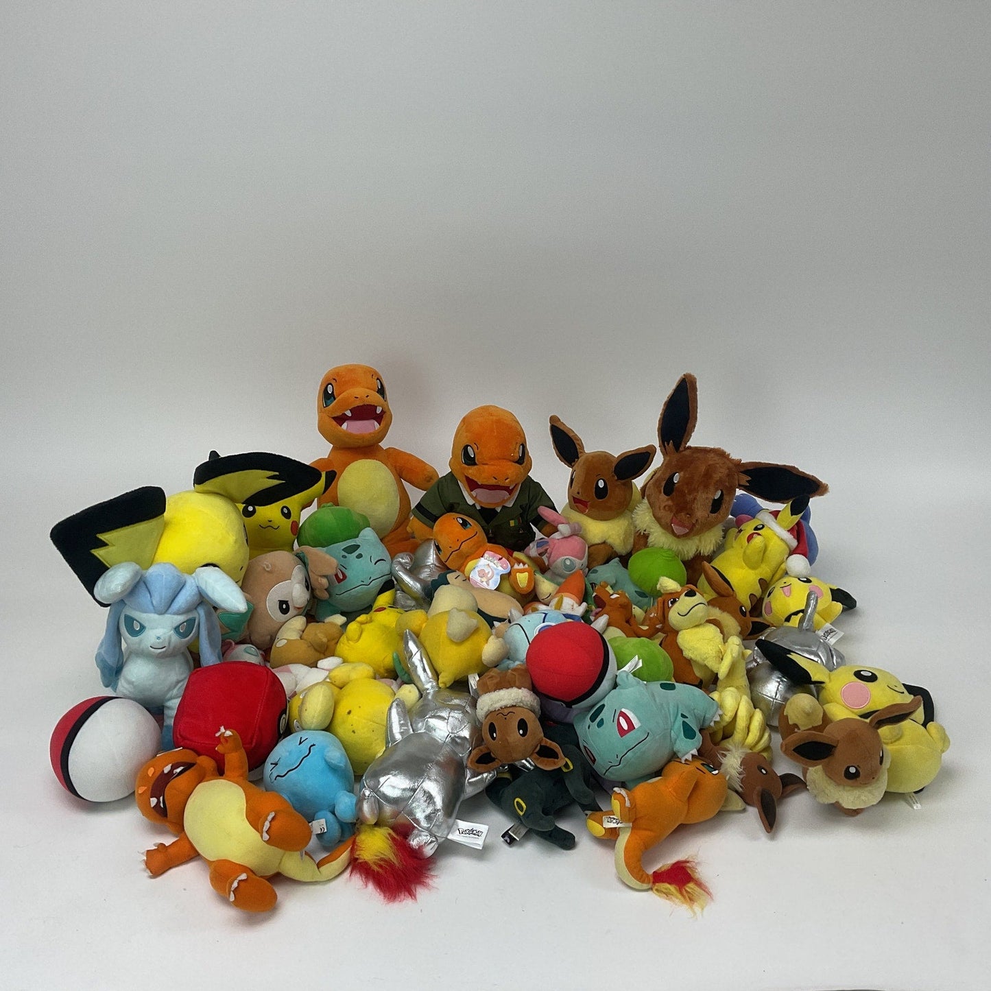 LOT Nintendo Pokemon Character Plush Toys Eevee Charmander Pichu Silver Pikachu - Warehouse Toys