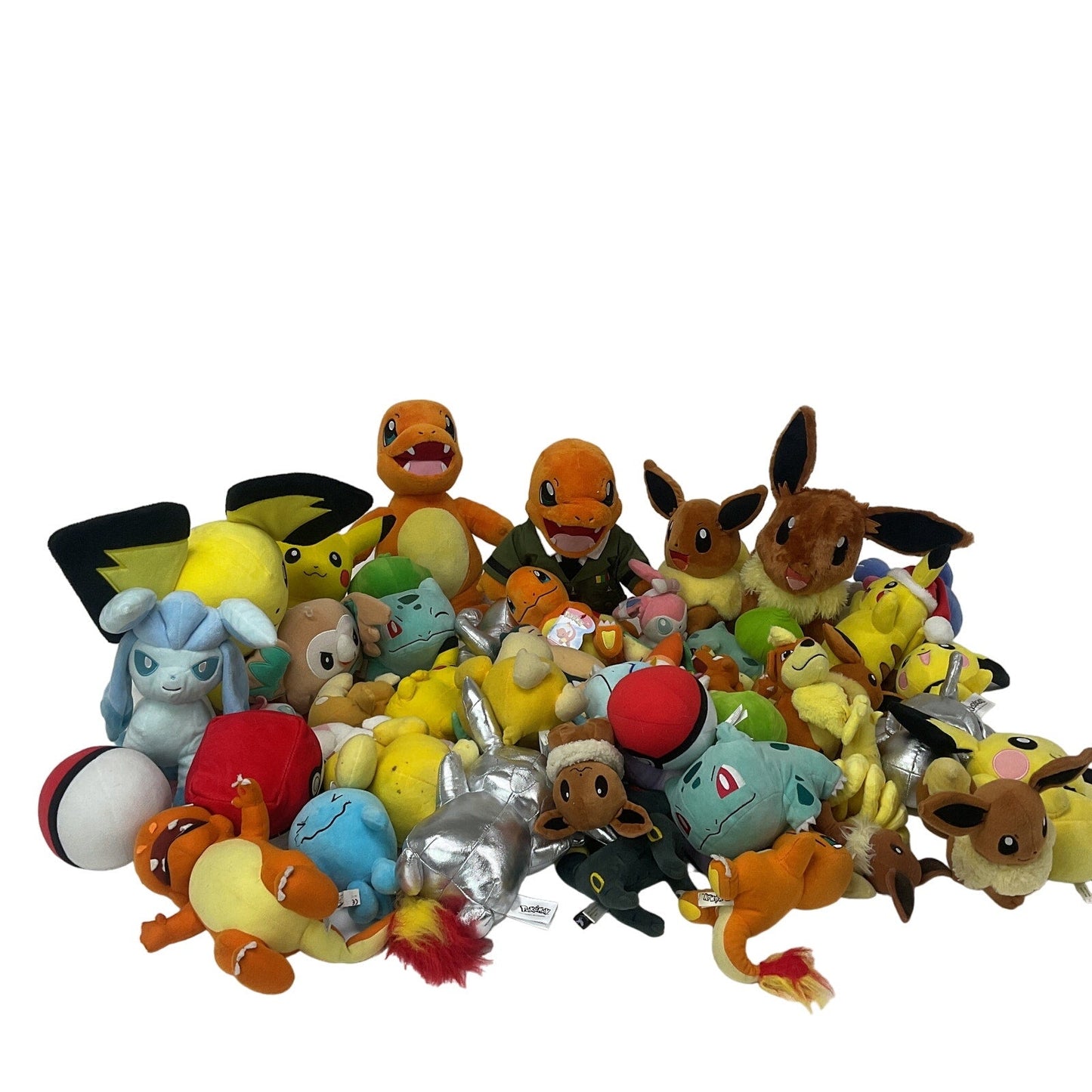 LOT Nintendo Pokemon Character Plush Toys Eevee Charmander Pichu Silver Pikachu - Warehouse Toys