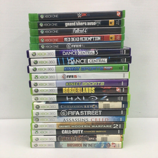 LOT of 19 XBOX 360 ONE Kinect Video Games for Console Red Dead Fallout COD Fifa - Warehouse Toys