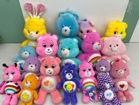 LOT of 20 Care Bears Plush Dolls Cousins Toys Love a Lot Share Grumpy Fun Shine - Warehouse Toys