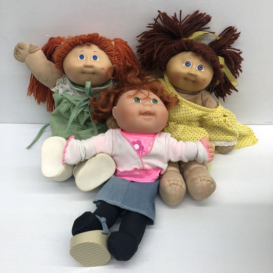 LOT of 3 Cabbage Patch Yarn Hair Dress Up Plush Dolls Collectibles CPK Used - Warehouse Toys