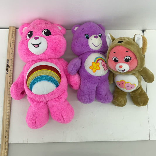 LOT of 3 Care Bear Plush Character Dolls Cheer Loves A Lot Pink Purple - Warehouse Toys