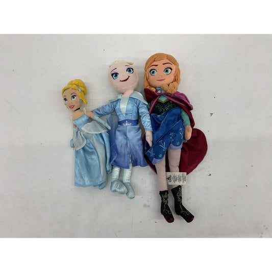 LOT of 3 Disney Frozen 2 Princess Elsa Anna Cinderella Plush Toy Doll Figures - Warehouse Toys