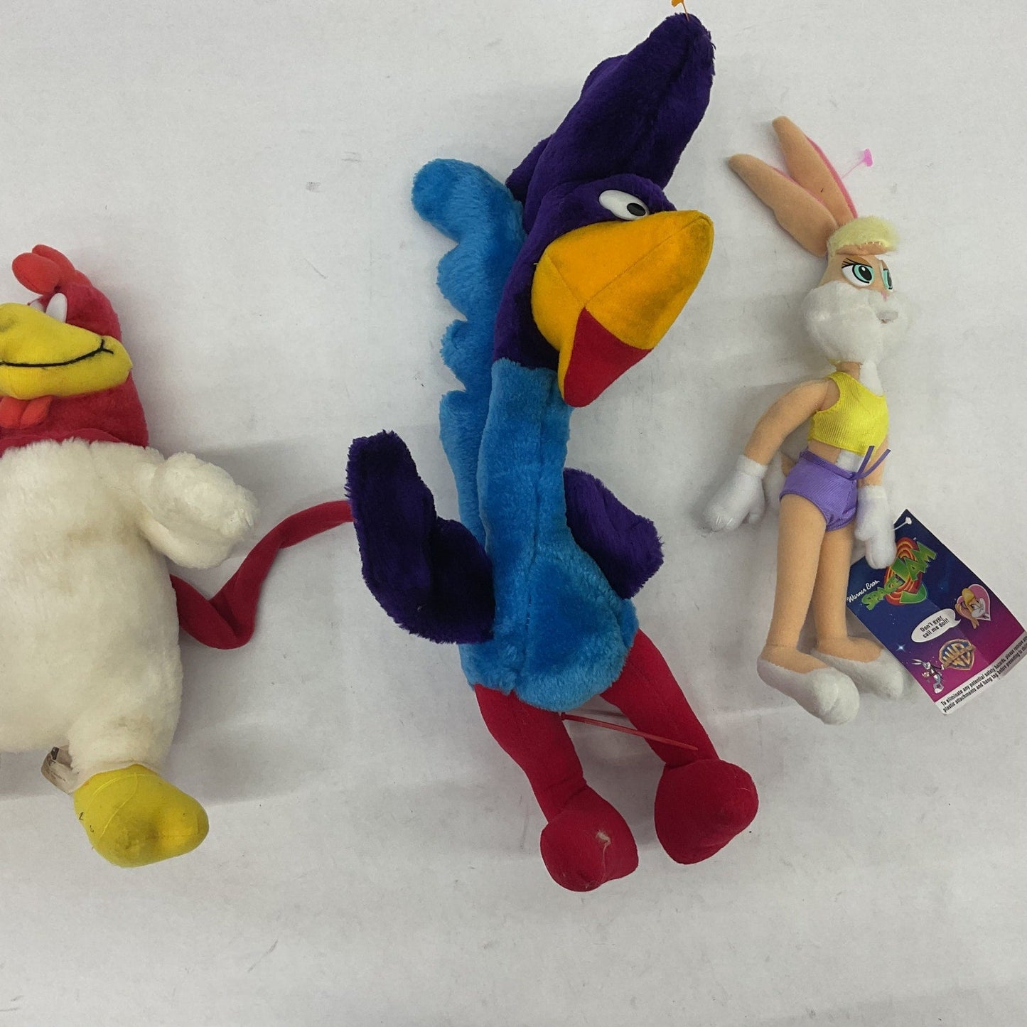 LOT of 3 Looney Tunes Stuffed Animal Plush Toy Foghorn Lola Bunny Road Runner - Warehouse Toys