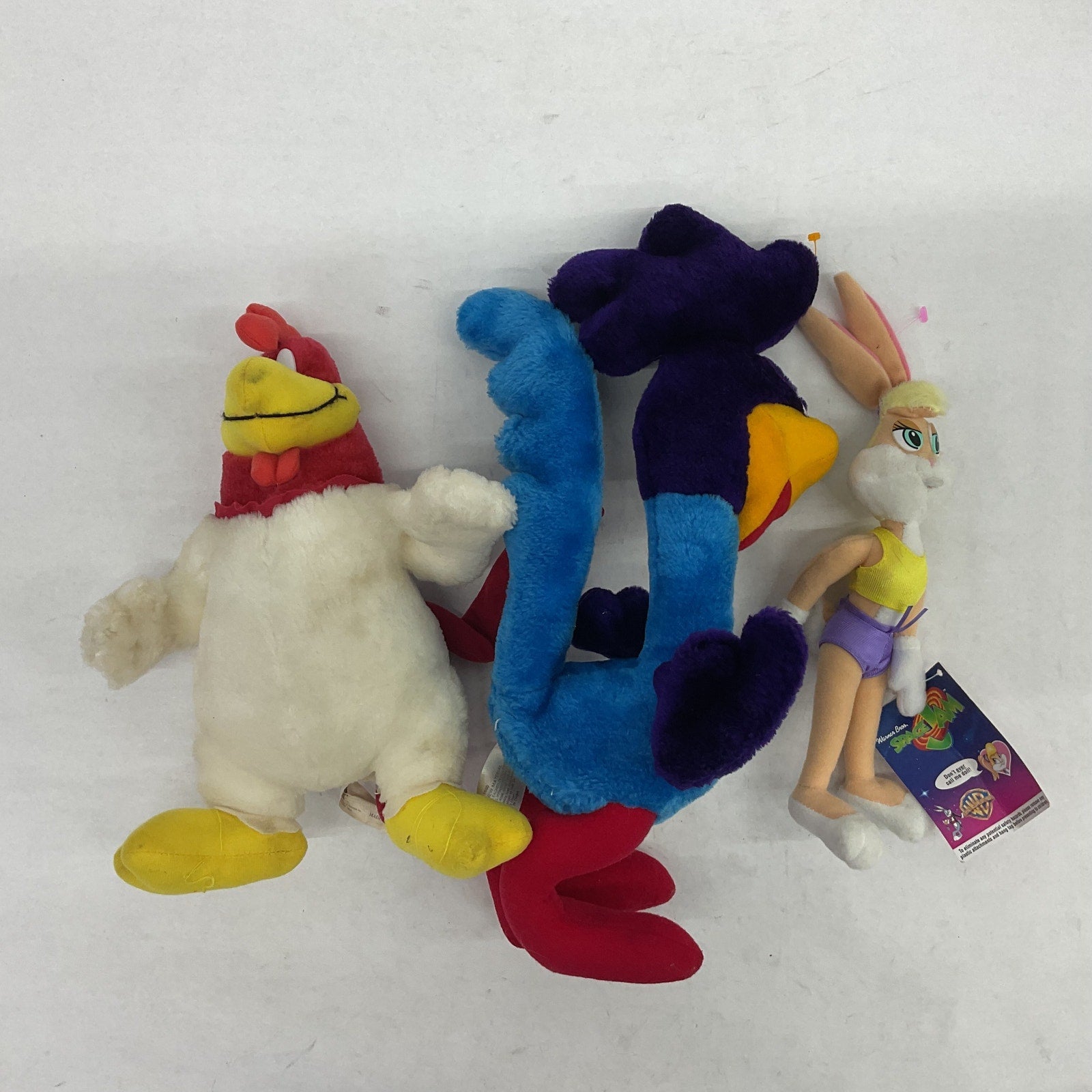 LOT of 3 Looney Tunes Stuffed Animal Plush Toy Foghorn Lola Bunny Road Runner - Warehouse Toys