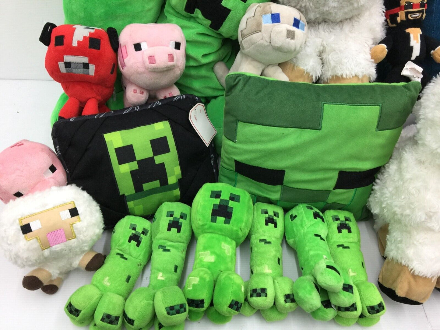 LOT of 38 Minecraft Mojang Tube Heroes Plush Toys Creepers Steve Pigs Used - Warehouse Toys