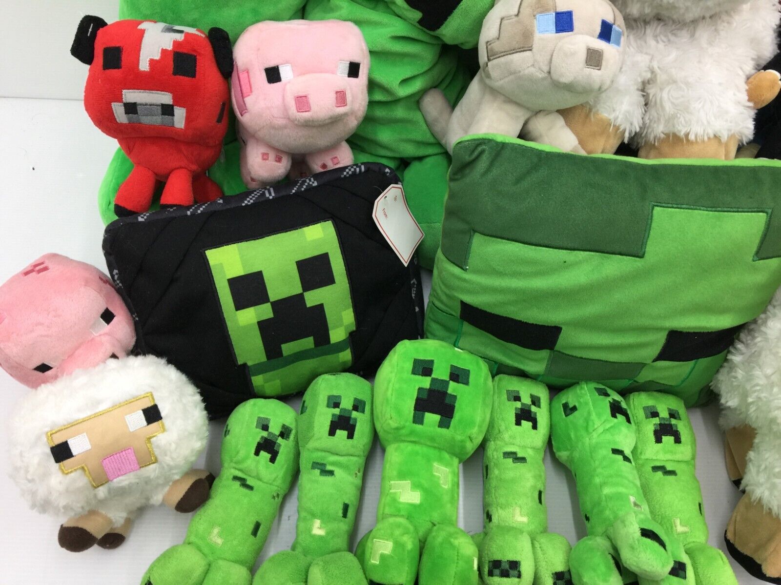 LOT of 38 Minecraft Mojang Tube Heroes Plush Toys Creepers Steve Pigs Used - Warehouse Toys