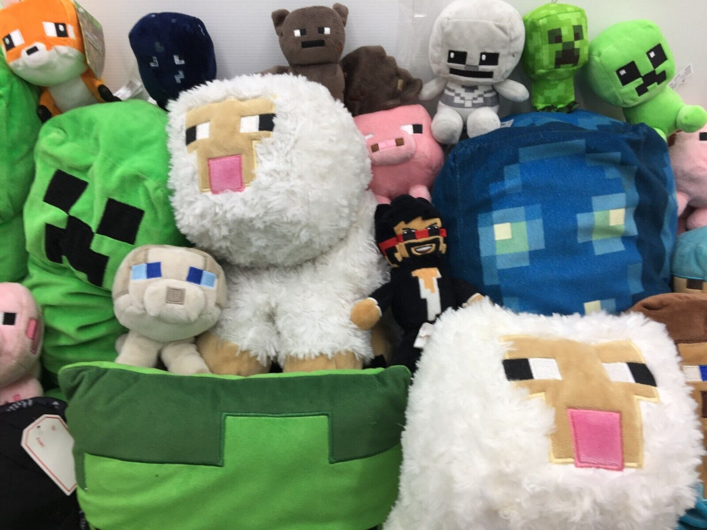 LOT of 38 Minecraft Mojang Tube Heroes Plush Toys Creepers Steve Pigs Used - Warehouse Toys