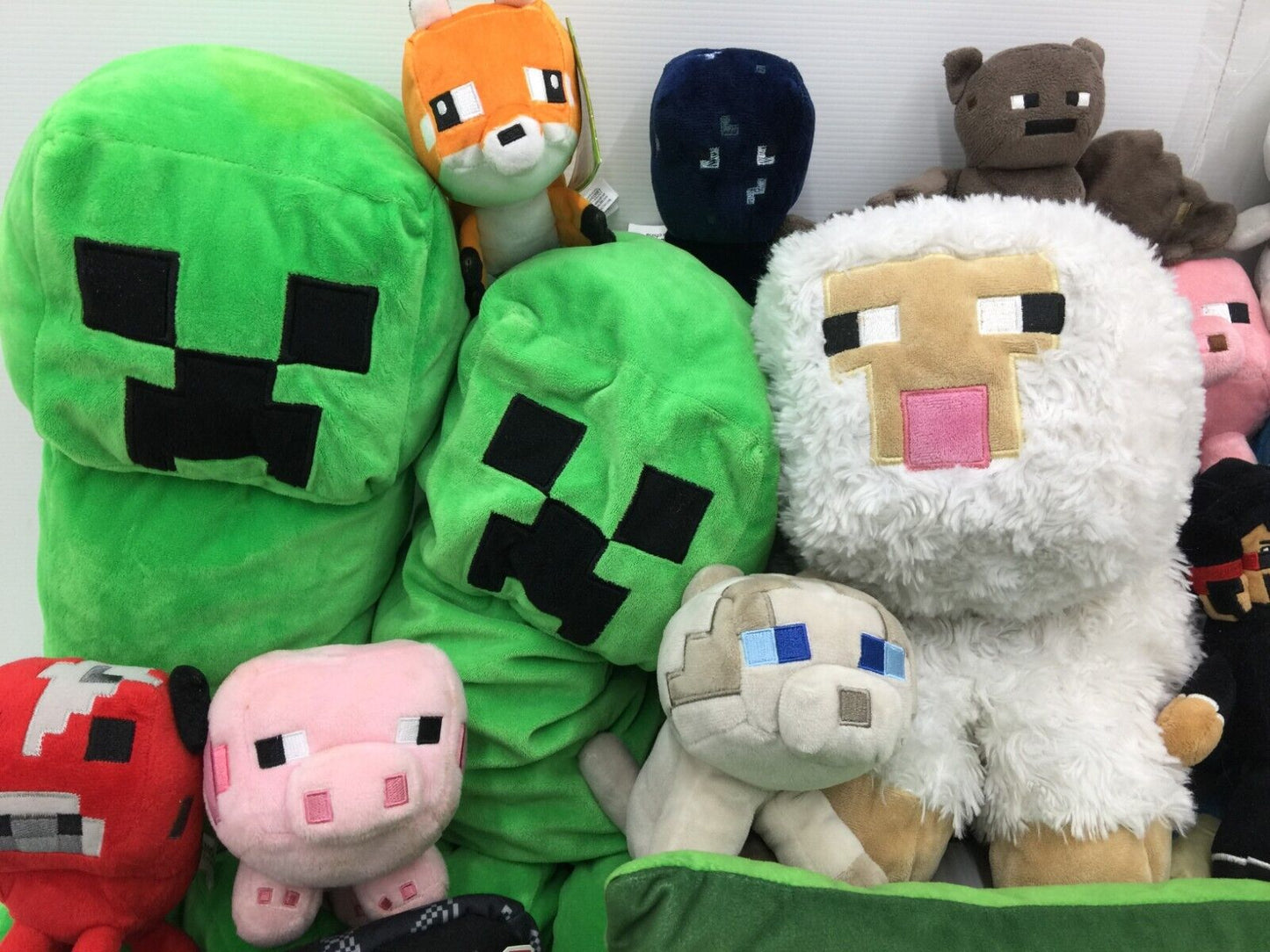 LOT of 38 Minecraft Mojang Tube Heroes Plush Toys Creepers Steve Pigs Used - Warehouse Toys