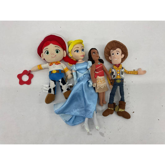 LOT of 4 Disney Toy Story Moana Cinderella Plush Toy Doll Figures Woody Used - Warehouse Toys