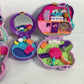Lot of 4 Mattel Polly Pocket Compact Clamshell Play Sets Flamingo Cat Horse Pool - Warehouse Toys