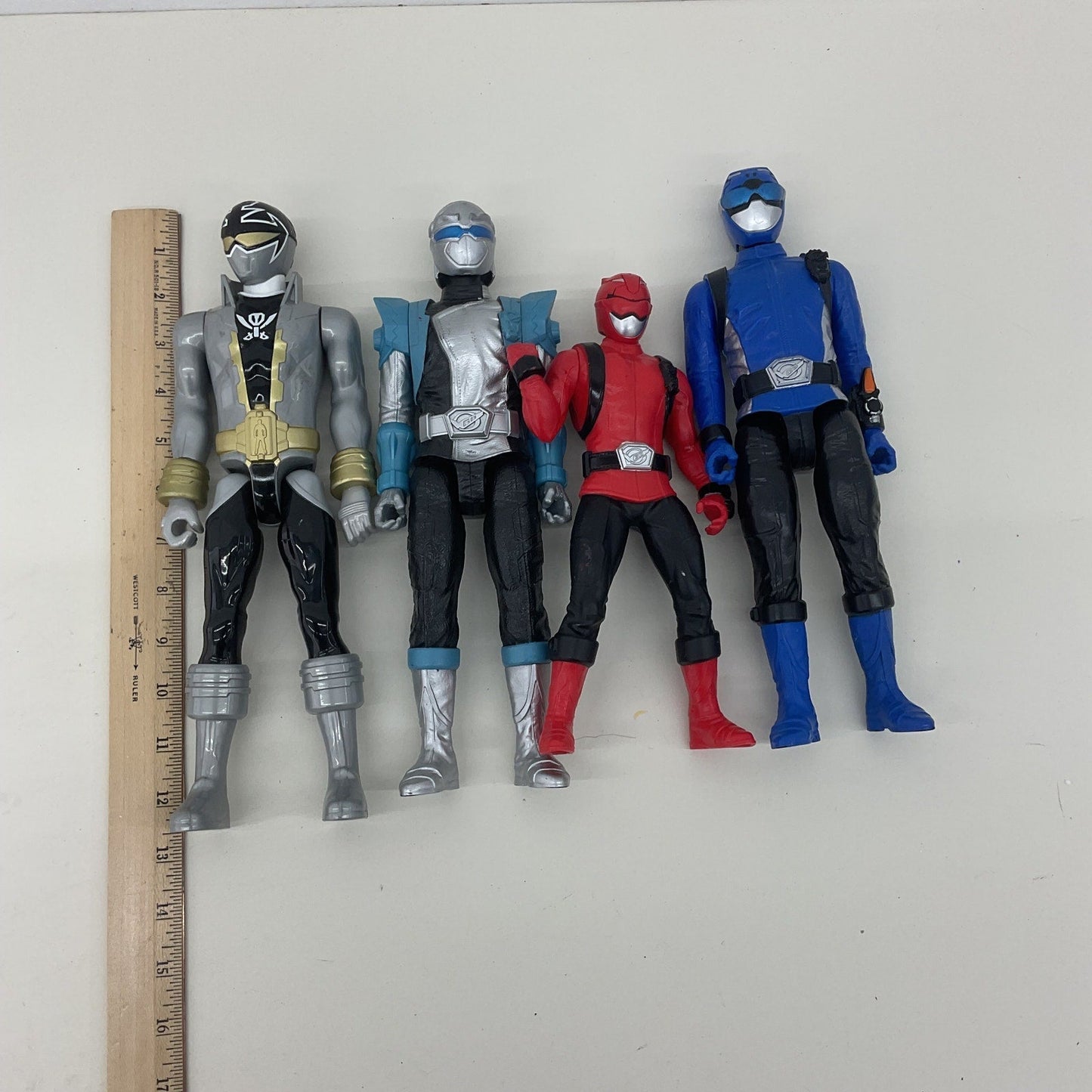 LOT of 4 Power Rangers Beast Morphers Action Figures Toys Red Blue Silver - Warehouse Toys