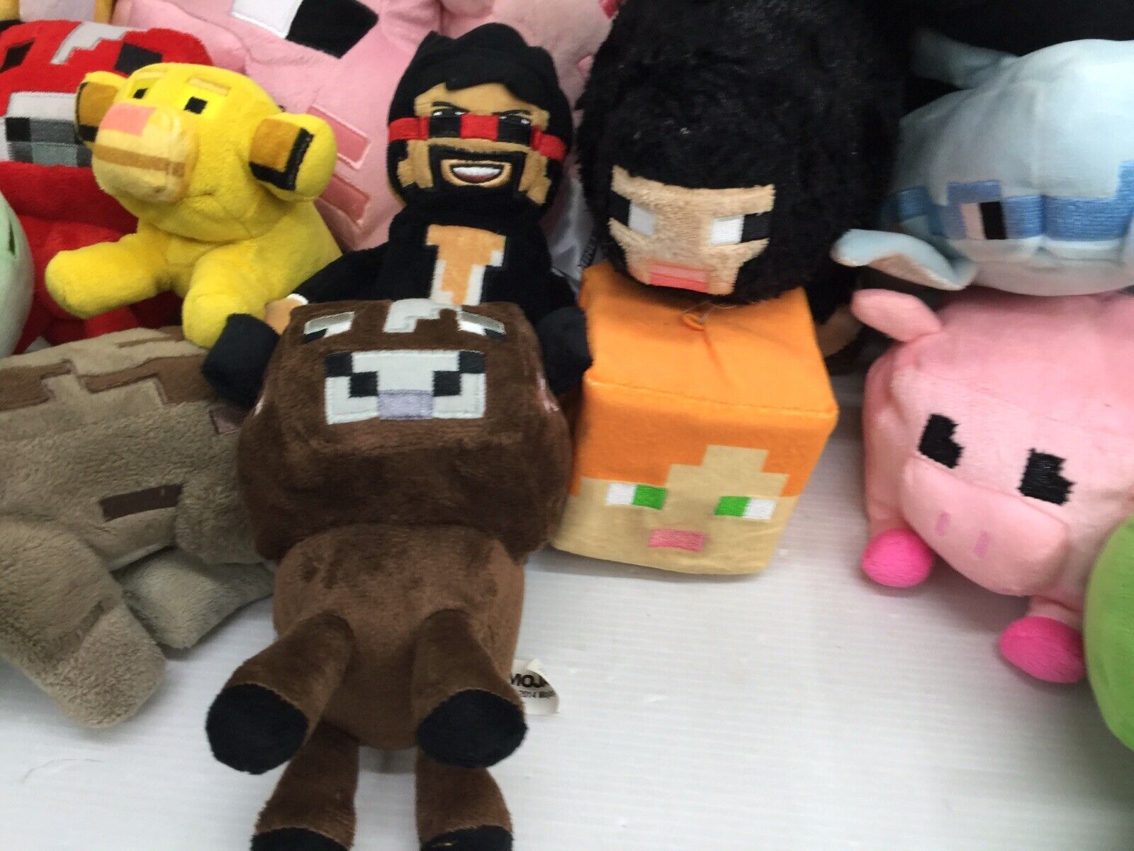 LOT of 41 Minecraft Mojang Tube Heroes Plush Toys Creepers Steve Pigs Used - Warehouse Toys