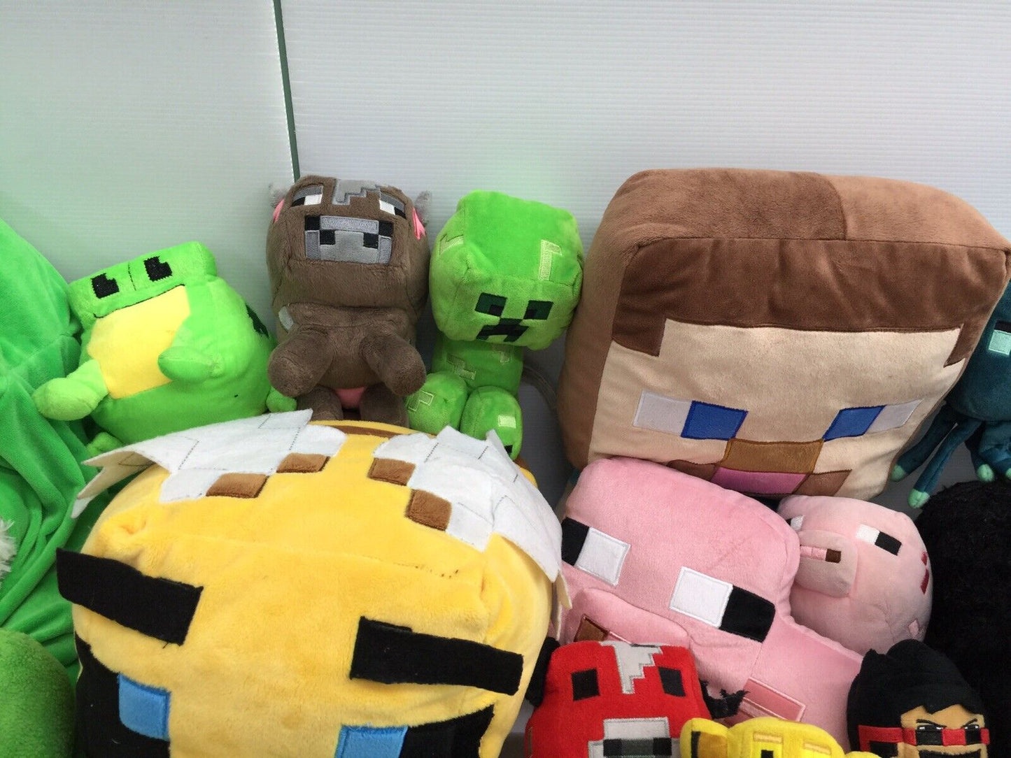 LOT of 41 Minecraft Mojang Tube Heroes Plush Toys Creepers Steve Pigs Used - Warehouse Toys