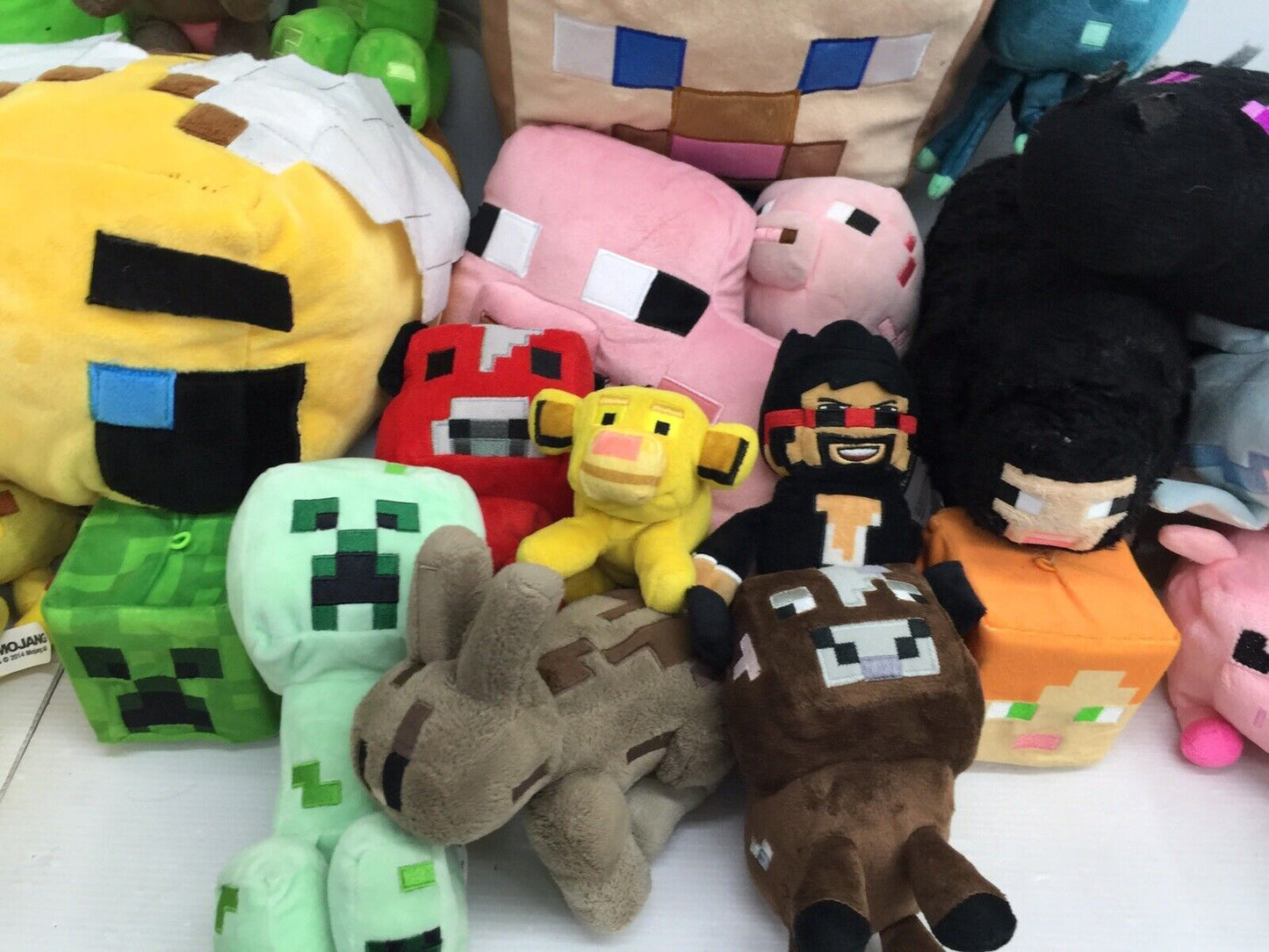 LOT of 41 Minecraft Mojang Tube Heroes Plush Toys Creepers Steve Pigs Used - Warehouse Toys