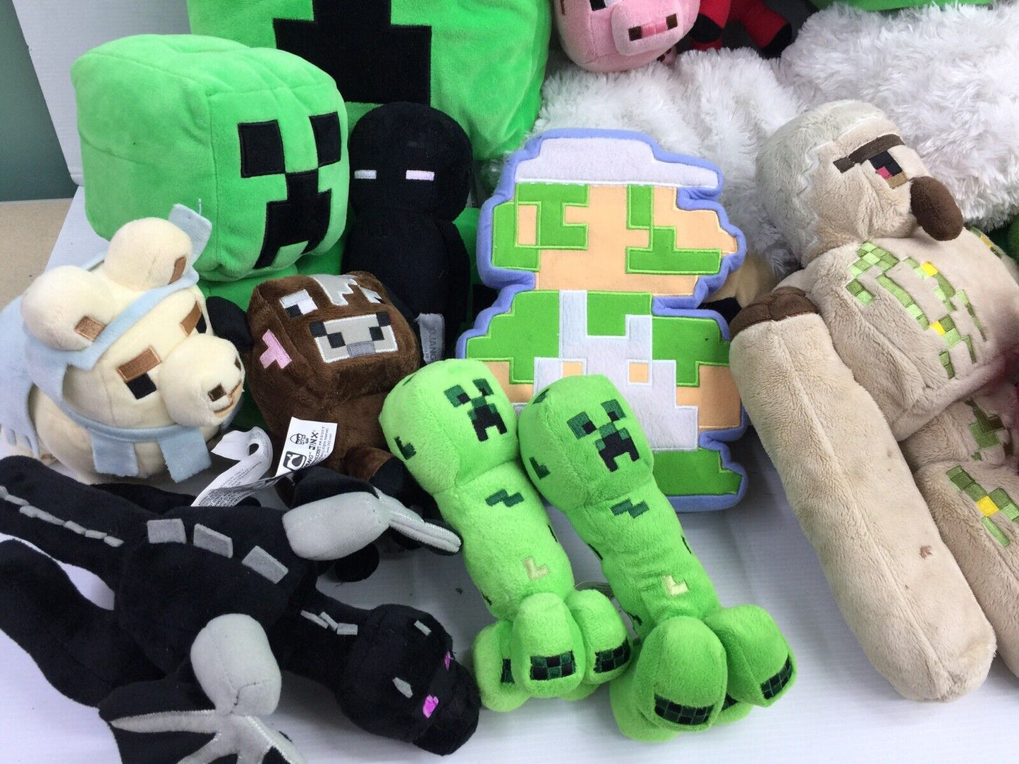 LOT of 41 Minecraft Mojang Tube Heroes Plush Toys Creepers Steve Pigs Used - Warehouse Toys