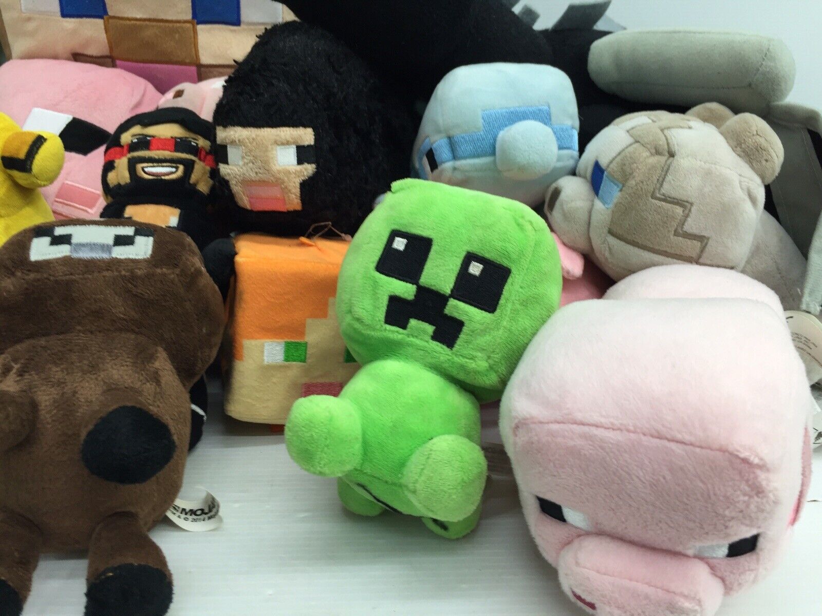 LOT of 41 Minecraft Mojang Tube Heroes Plush Toys Creepers Steve Pigs Used - Warehouse Toys