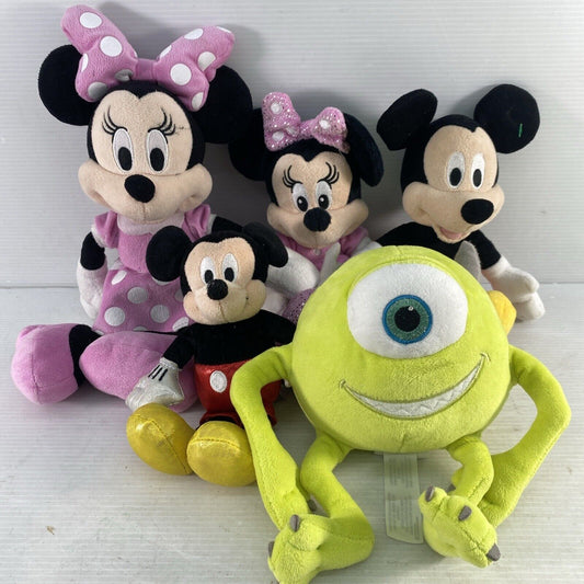 Lot of 5 Disney Character Stuffed Toy Plush Dolls Mickey Minnie Mike Wazowski - Warehouse Toys