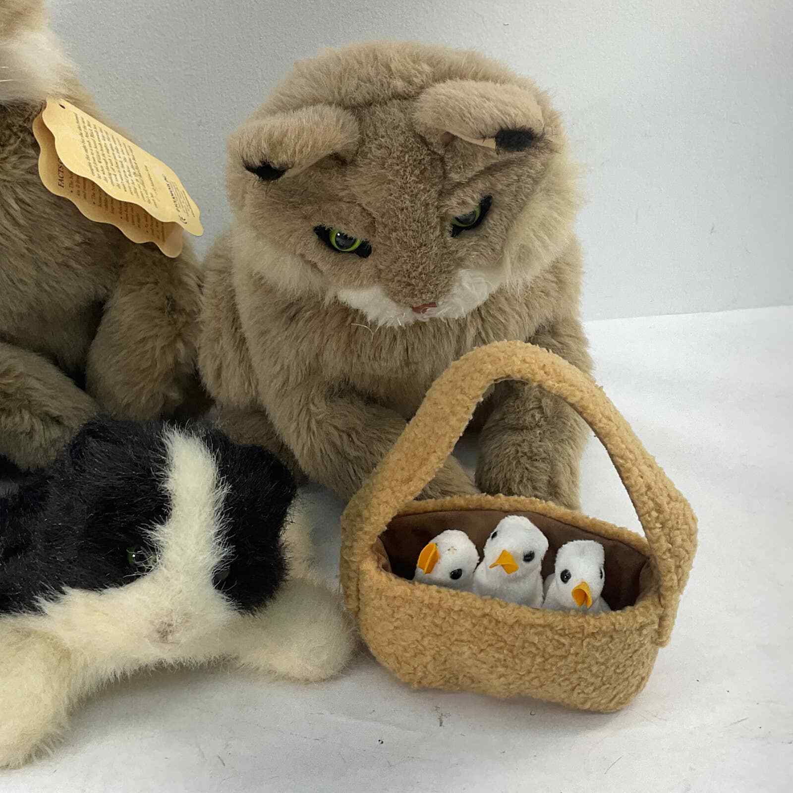 LOT of 5 Folkmanis Animal Hand Puppet Toys Cat Bobcat Baby Chics