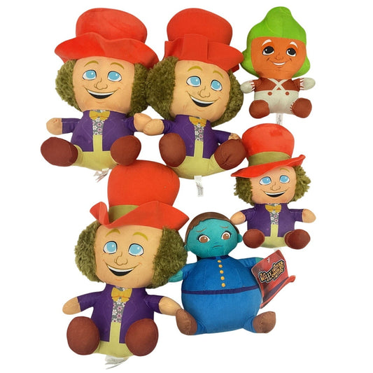 Lot of 6 Willy Wonka & The Chocolate Factory Oompa Loompa Violet Plush Toys - Warehouse Toys