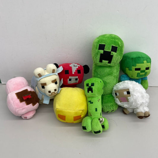 LOT of 8 Minecraft Mojang Tube Heroes Plush Toys Dolls Creepers Cows Pigs Zombie - Warehouse Toys