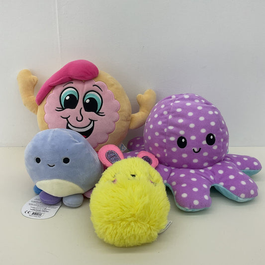 LOT Soft Cuddly Gray Octopus Bunny Yellow Easter Chick Pastry Purple Octopus - Warehouse Toys