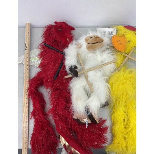 Marionette Red Yellow White Dragon Monkey Duck Puppet Lot - Warehouse Toys