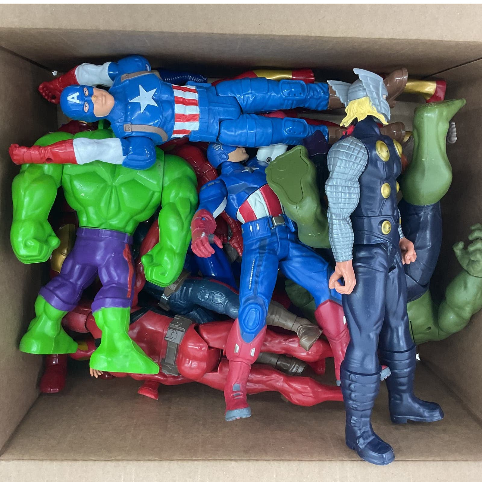 Marvel Multicolor Action Figure Toy Lot Thor Spiderman Captain America Hulk - Warehouse Toys