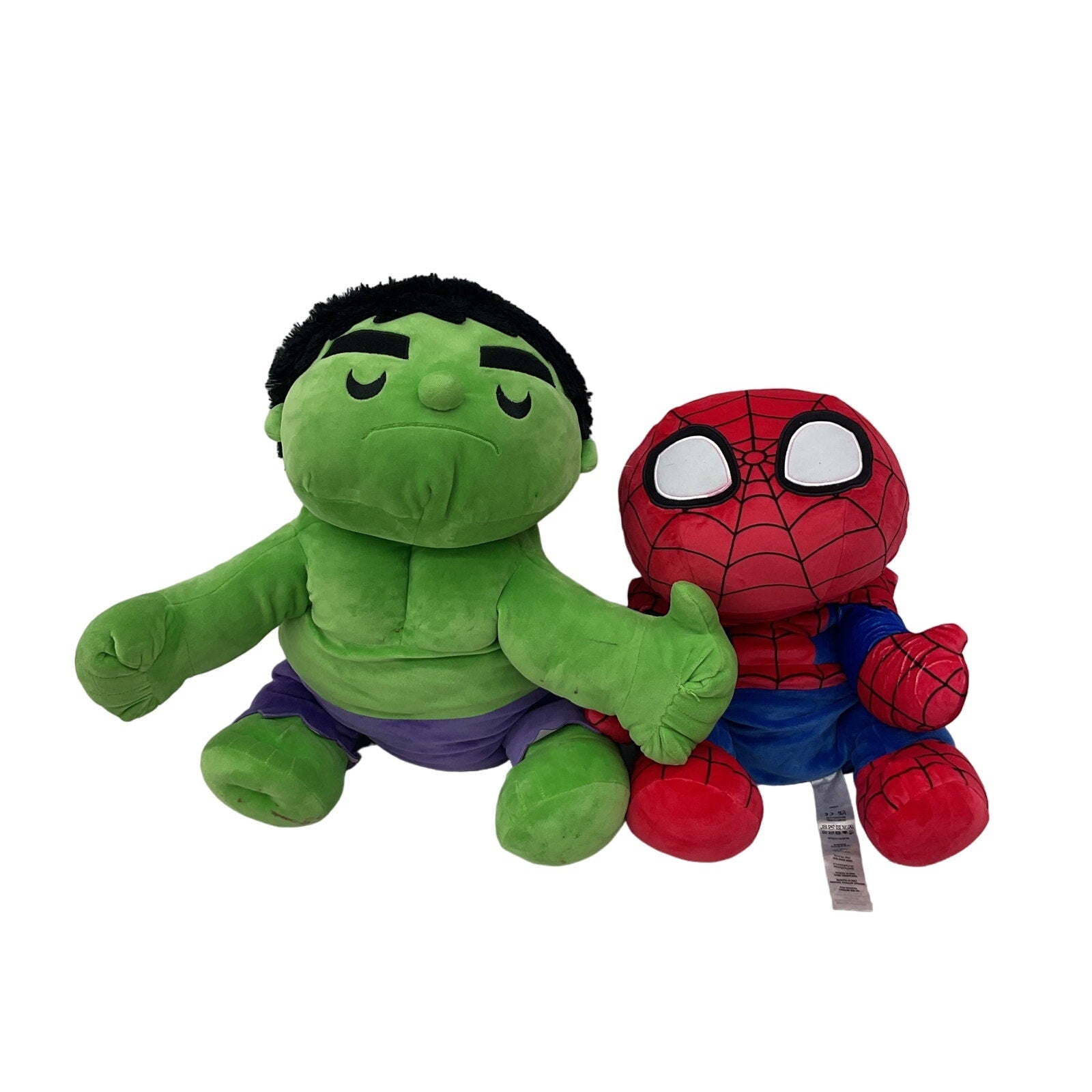 Marvel Multicolor Stuffed Toys LOT of 2 Green Incredible Hulk Red Spiderman - Warehouse Toys