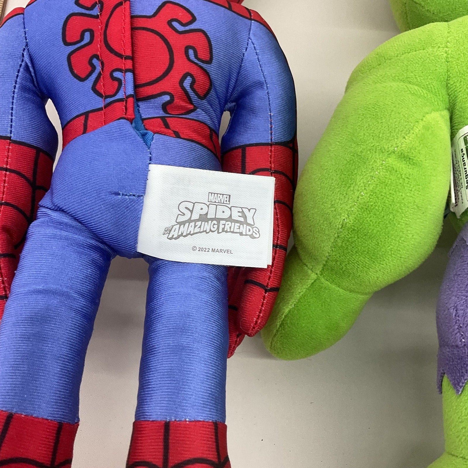 Marvel Spiderman & The Incredible Hulk Green Red Character Plush Dolls LOT 2 - Warehouse Toys