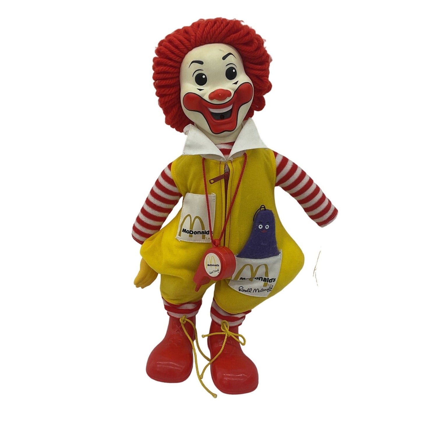 McDonalds Vintage 1978 Ronald McDonald Character Doll w/ Whistle & Grimace Used - Warehouse Toys