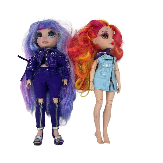 MGA LOT 2 Rainbow High Loose Fashion Play Dolls Purple Red Hair - Warehouse Toys