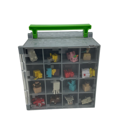 Minecraft Action Figure Collection in Gray Case Animals Characters Preowned LOT - Warehouse Toys