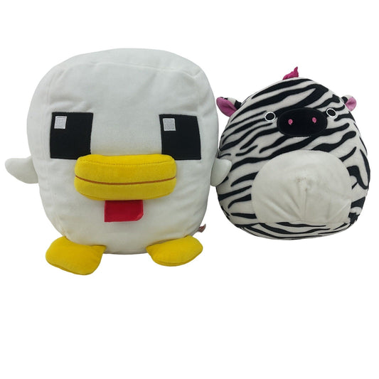 Minecraft Cuutopia Chicken White Plush Doll & Squishmallows Zebra Stuffed Toy - Warehouse Toys